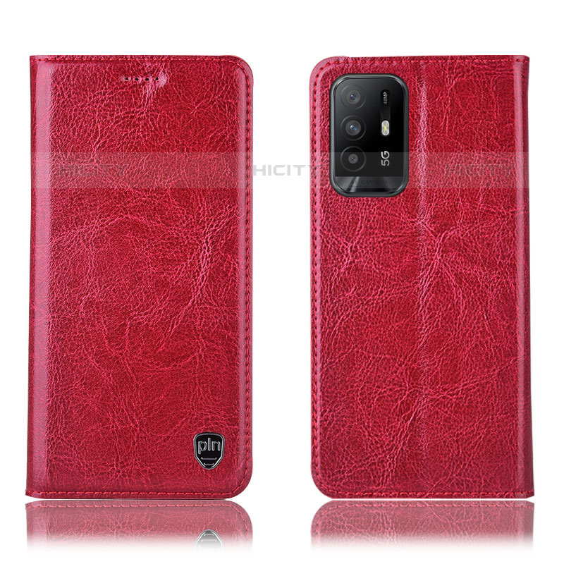 Funda de Cuero Cartera con Soporte Carcasa H04P para Oppo Reno5 Z 5G Rojo