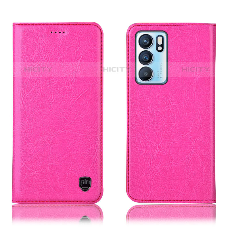 Funda de Cuero Cartera con Soporte Carcasa H04P para Oppo Reno6 5G