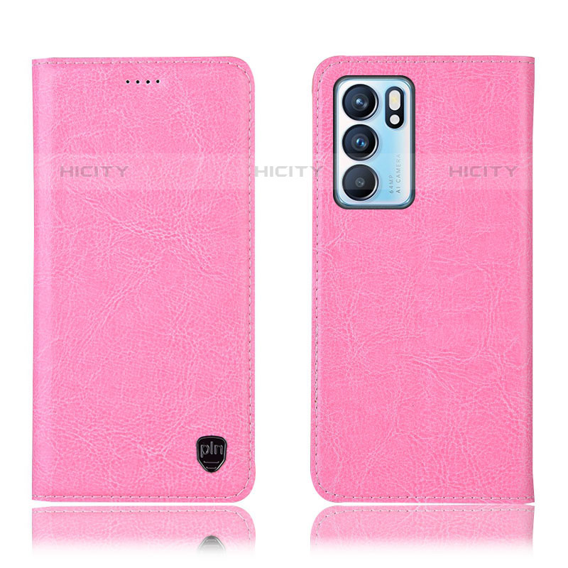 Funda de Cuero Cartera con Soporte Carcasa H04P para Oppo Reno6 5G Rosa