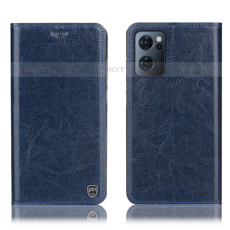 Funda de Cuero Cartera con Soporte Carcasa H04P para Oppo Reno7 5G Azul