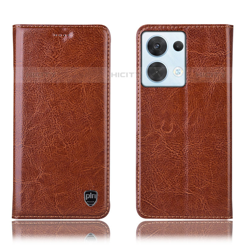 Funda de Cuero Cartera con Soporte Carcasa H04P para Oppo Reno9 Pro 5G Marron Claro