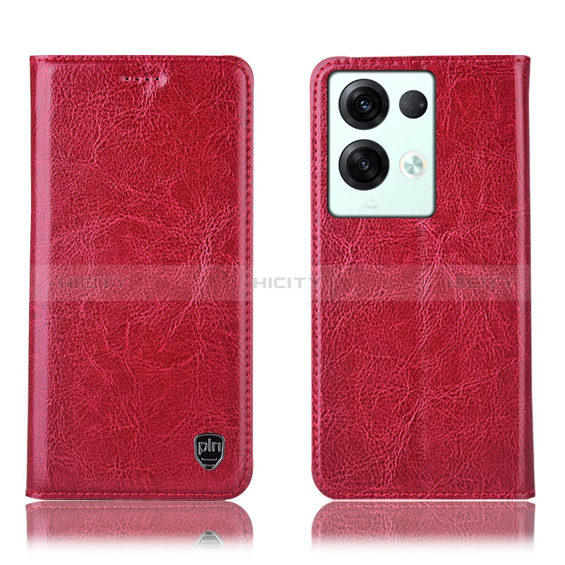 Funda de Cuero Cartera con Soporte Carcasa H04P para Oppo Reno9 Pro+ Plus 5G Rojo