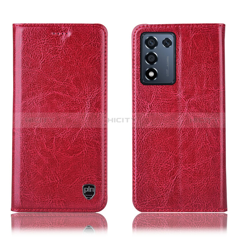 Funda de Cuero Cartera con Soporte Carcasa H04P para Realme Q3s 5G Rojo