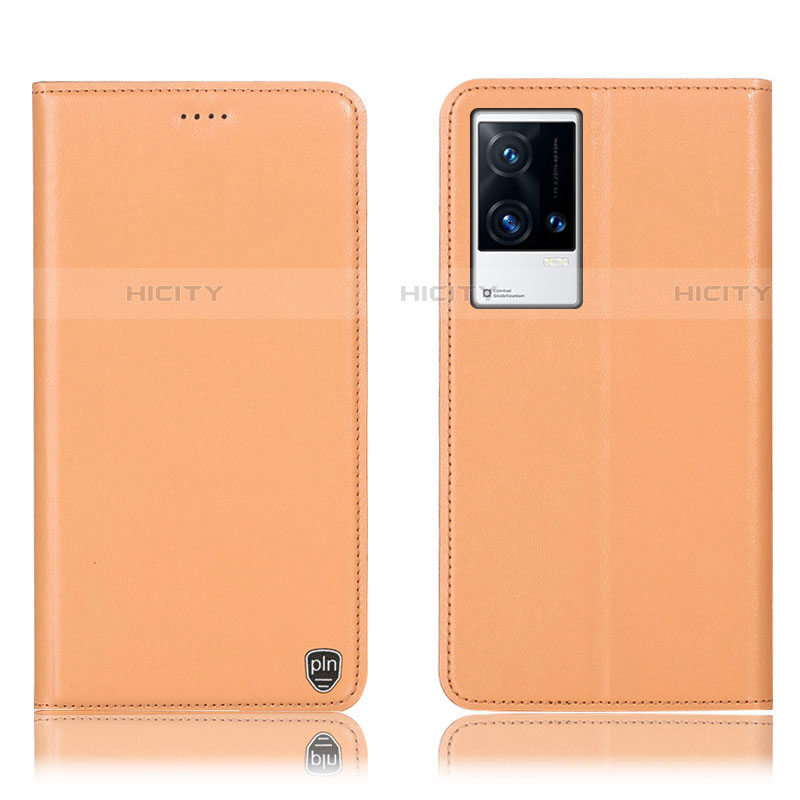 Funda de Cuero Cartera con Soporte Carcasa H04P para Vivo iQOO 8 5G Naranja