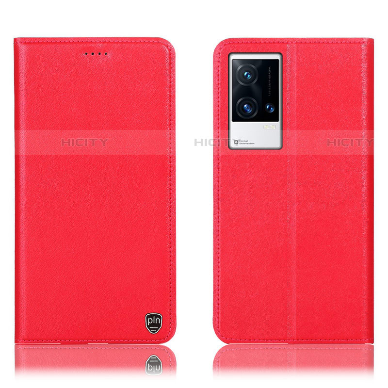 Funda de Cuero Cartera con Soporte Carcasa H04P para Vivo iQOO 8 Pro 5G Rojo