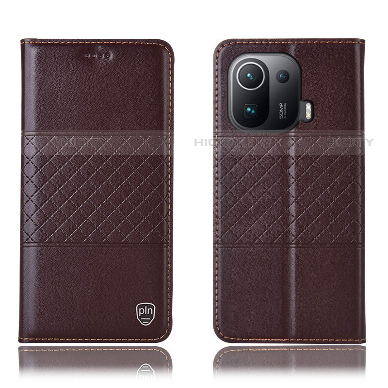 Funda de Cuero Cartera con Soporte Carcasa H04P para Xiaomi Mi 11 Pro 5G Marron