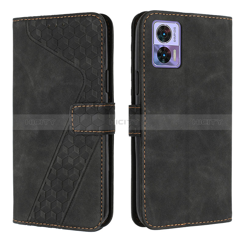 Funda de Cuero Cartera con Soporte Carcasa H04X para Motorola Moto Edge 30 Lite 5G Negro