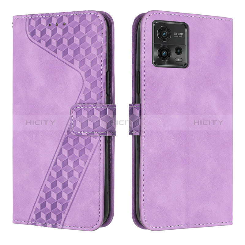 Funda de Cuero Cartera con Soporte Carcasa H04X para Motorola Moto G72 Morado