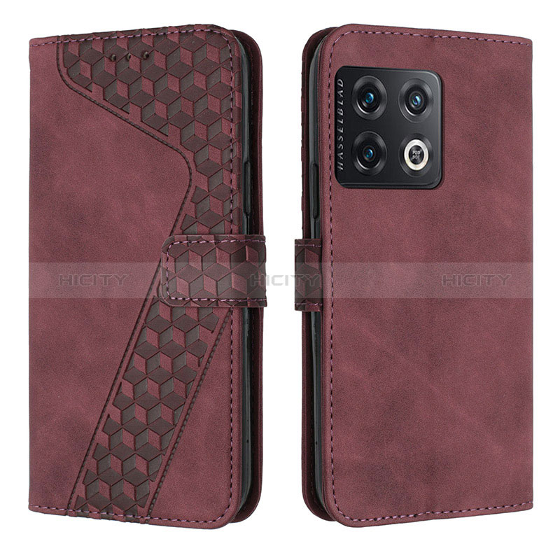 Funda de Cuero Cartera con Soporte Carcasa H04X para OnePlus 10T 5G Rojo