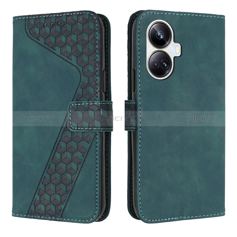 Funda de Cuero Cartera con Soporte Carcasa H04X para Realme 10 Pro+ Plus 5G Verde