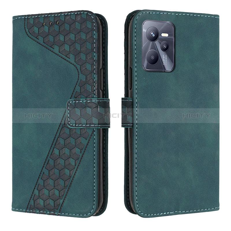 Funda de Cuero Cartera con Soporte Carcasa H04X para Realme Narzo 50A Prime Verde