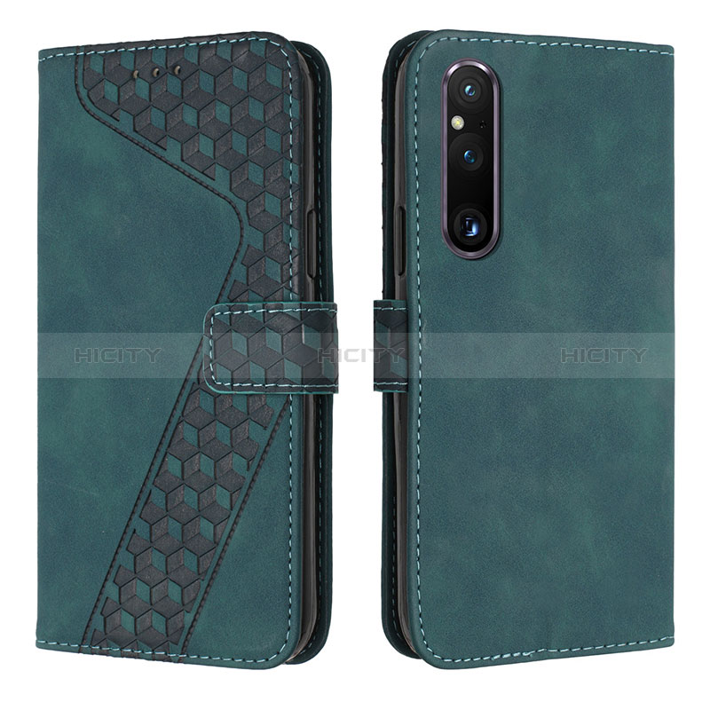 Funda de Cuero Cartera con Soporte Carcasa H04X para Sony Xperia 1 V Verde