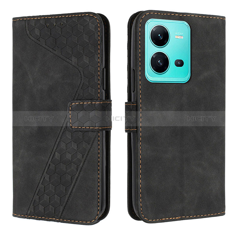 Funda de Cuero Cartera con Soporte Carcasa H04X para Vivo V25 5G Negro