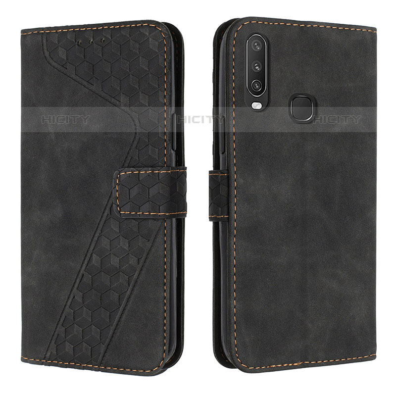 Funda de Cuero Cartera con Soporte Carcasa H04X para Vivo Y12 Negro