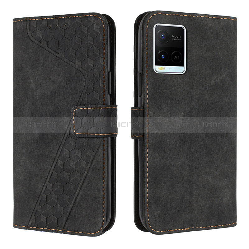 Funda de Cuero Cartera con Soporte Carcasa H04X para Vivo Y21a Negro