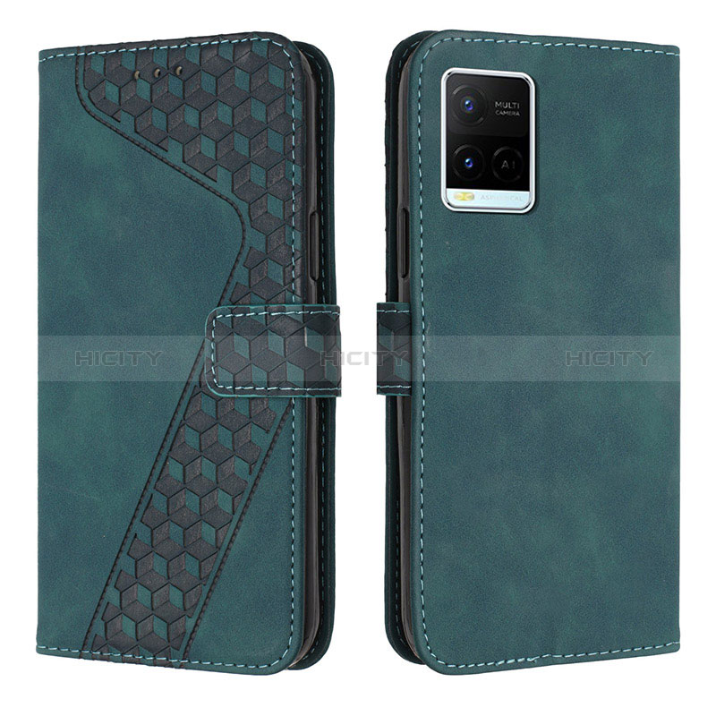 Funda de Cuero Cartera con Soporte Carcasa H04X para Vivo Y21e Verde