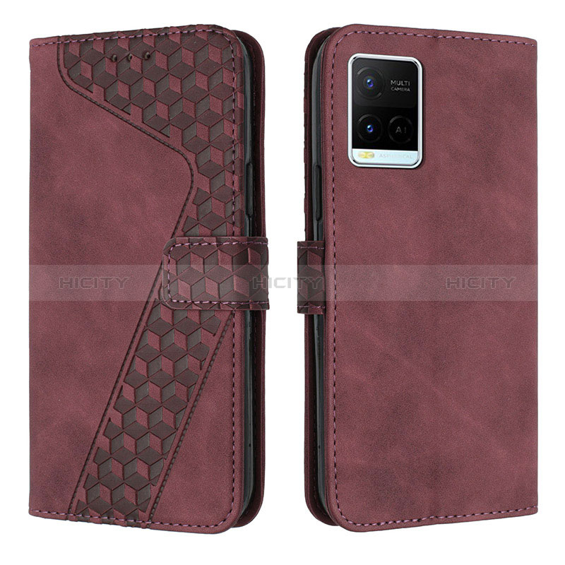 Funda de Cuero Cartera con Soporte Carcasa H04X para Vivo Y21G