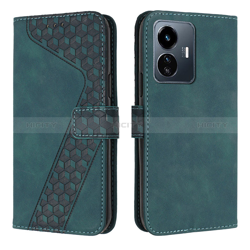 Funda de Cuero Cartera con Soporte Carcasa H04X para Vivo Y77 5G Verde