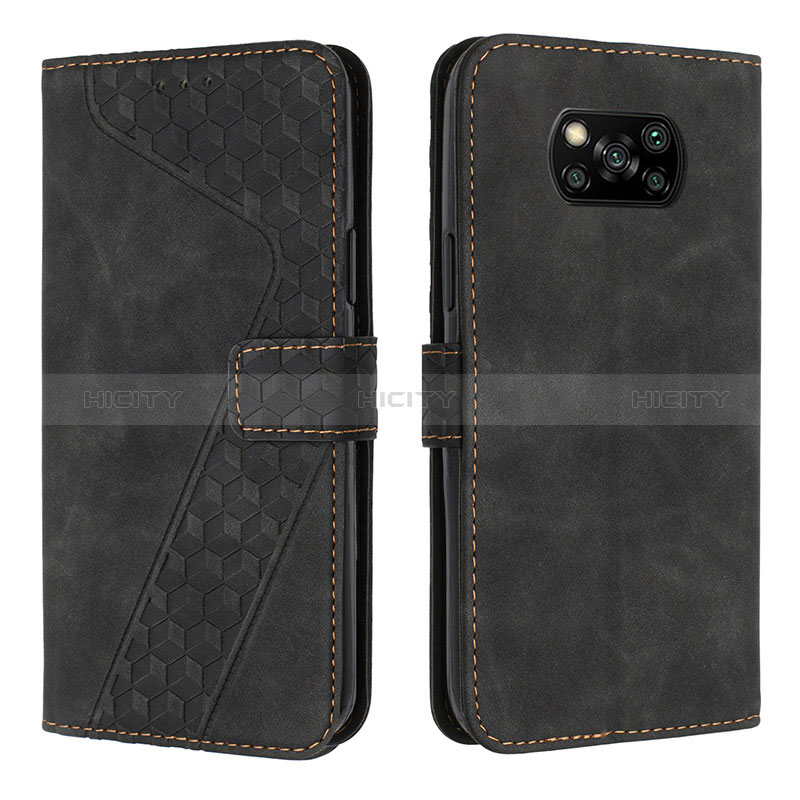 Funda de Cuero Cartera con Soporte Carcasa H04X para Xiaomi Poco X3 Pro Negro