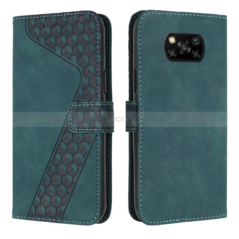 Funda de Cuero Cartera con Soporte Carcasa H04X para Xiaomi Poco X3 Verde