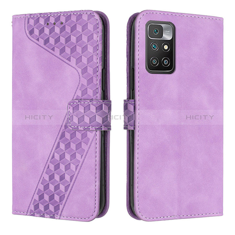 Funda de Cuero Cartera con Soporte Carcasa H04X para Xiaomi Redmi 10 (2022) Morado