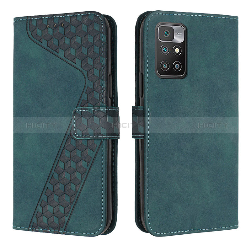 Funda de Cuero Cartera con Soporte Carcasa H04X para Xiaomi Redmi 10 4G Verde