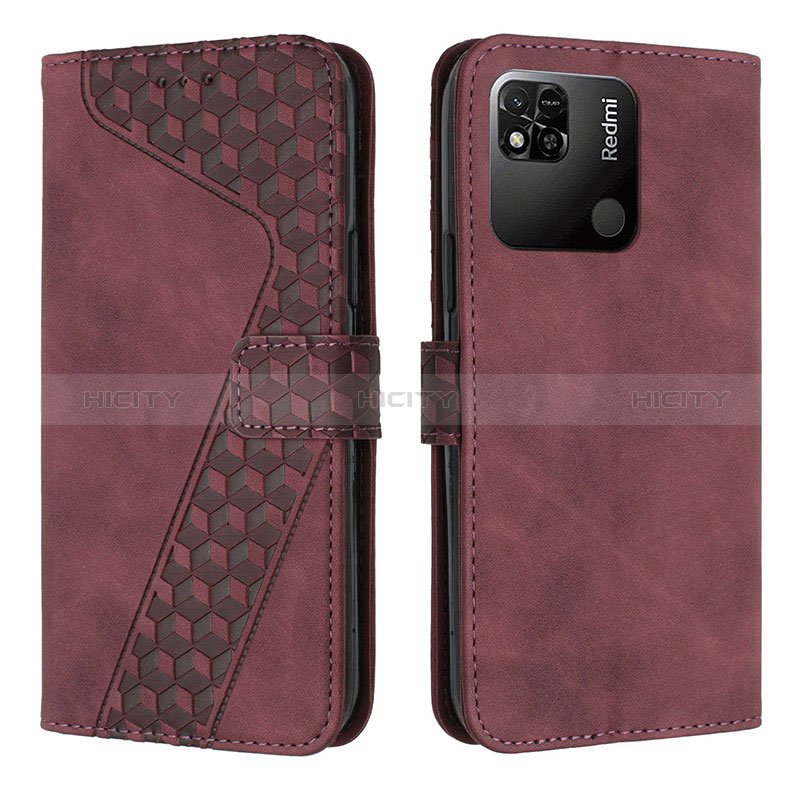 Funda de Cuero Cartera con Soporte Carcasa H04X para Xiaomi Redmi 9C Rojo Rosa