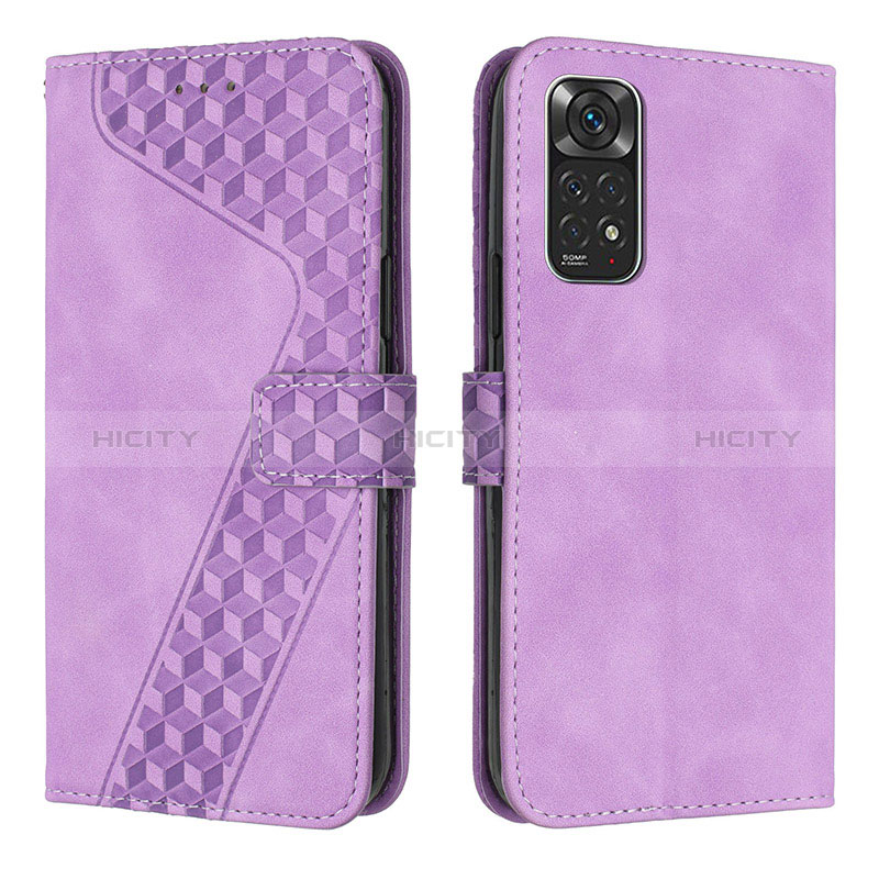 Funda de Cuero Cartera con Soporte Carcasa H04X para Xiaomi Redmi Note 11S 4G Morado