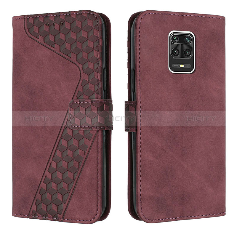 Funda de Cuero Cartera con Soporte Carcasa H04X para Xiaomi Redmi Note 9 Pro Max Rojo Rosa