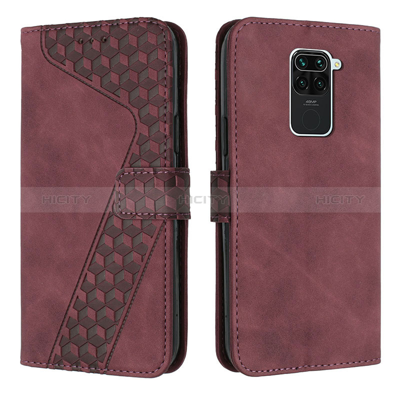 Funda de Cuero Cartera con Soporte Carcasa H04X para Xiaomi Redmi Note 9 Rojo Rosa