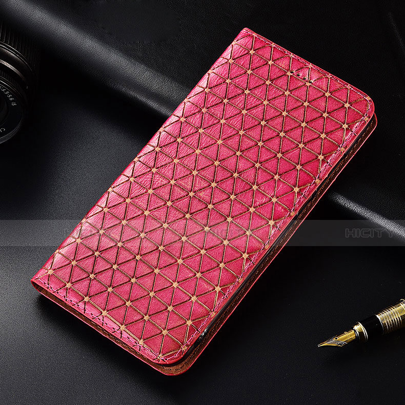 Funda de Cuero Cartera con Soporte Carcasa H05 para Apple iPhone 14 Pro Rosa Roja