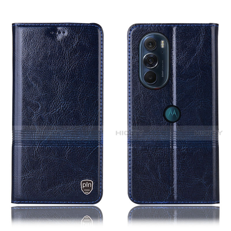 Funda de Cuero Cartera con Soporte Carcasa H05P para Motorola Moto Edge 30 Pro 5G Azul