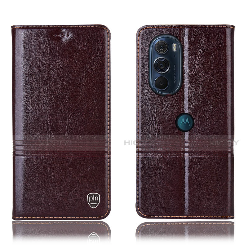 Funda de Cuero Cartera con Soporte Carcasa H05P para Motorola Moto Edge 30 Pro 5G Marron