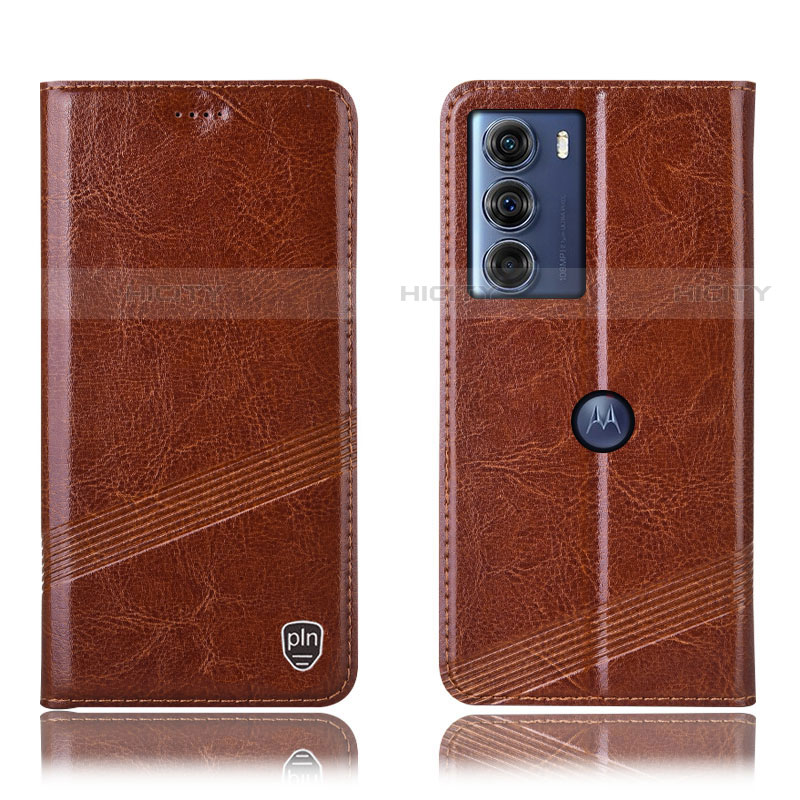 Funda de Cuero Cartera con Soporte Carcasa H05P para Motorola Moto G200 5G Marron Claro