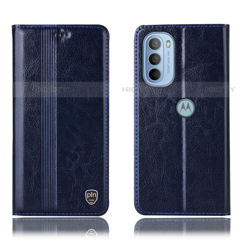 Funda de Cuero Cartera con Soporte Carcasa H05P para Motorola Moto G31 Azul