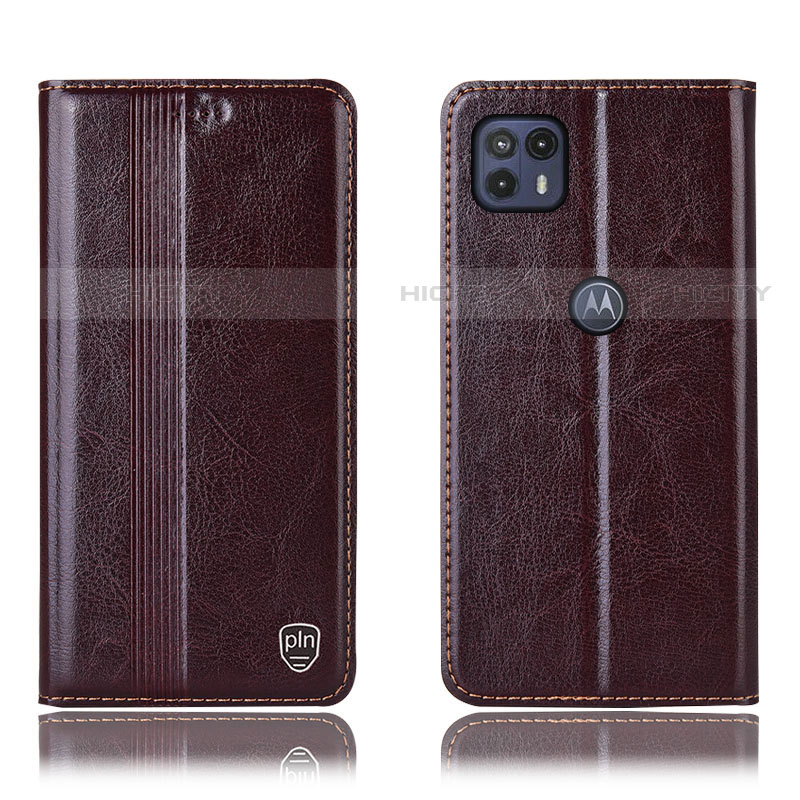 Funda de Cuero Cartera con Soporte Carcasa H05P para Motorola Moto G50 5G Marron