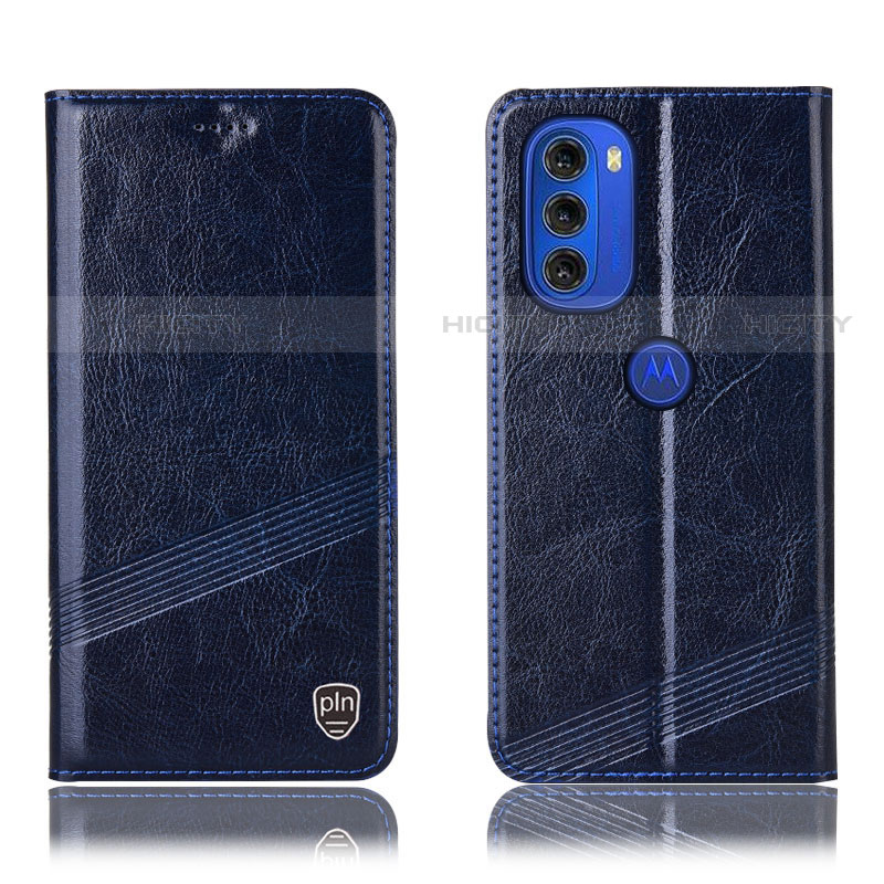 Funda de Cuero Cartera con Soporte Carcasa H05P para Motorola Moto G51 5G Azul