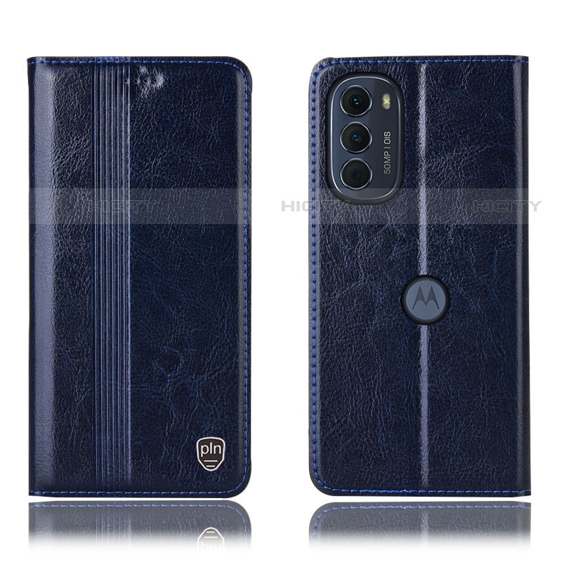 Funda de Cuero Cartera con Soporte Carcasa H05P para Motorola MOTO G52 Azul