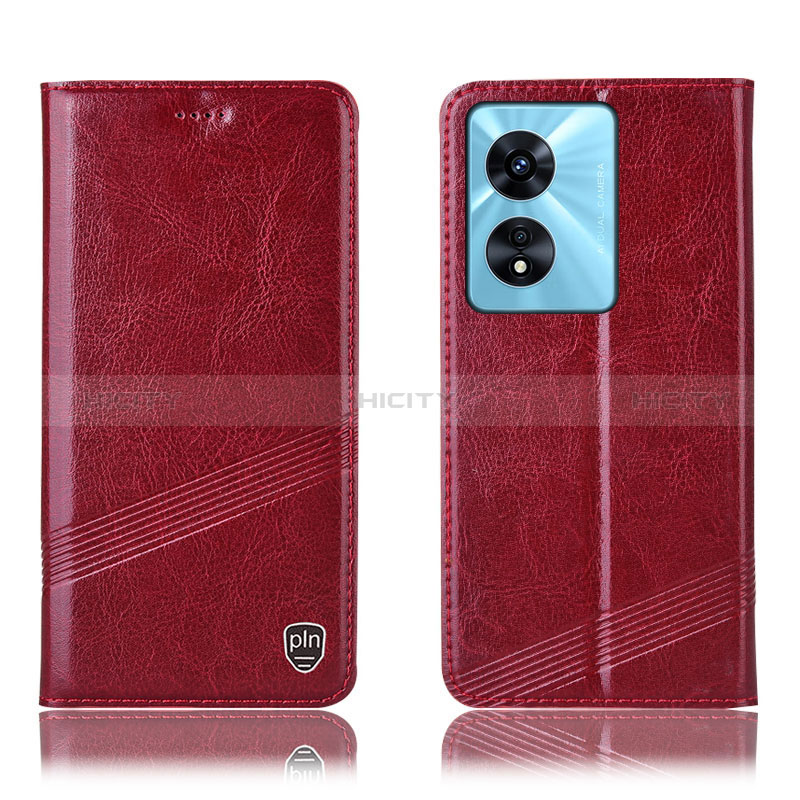 Funda de Cuero Cartera con Soporte Carcasa H05P para Oppo A38 Rojo