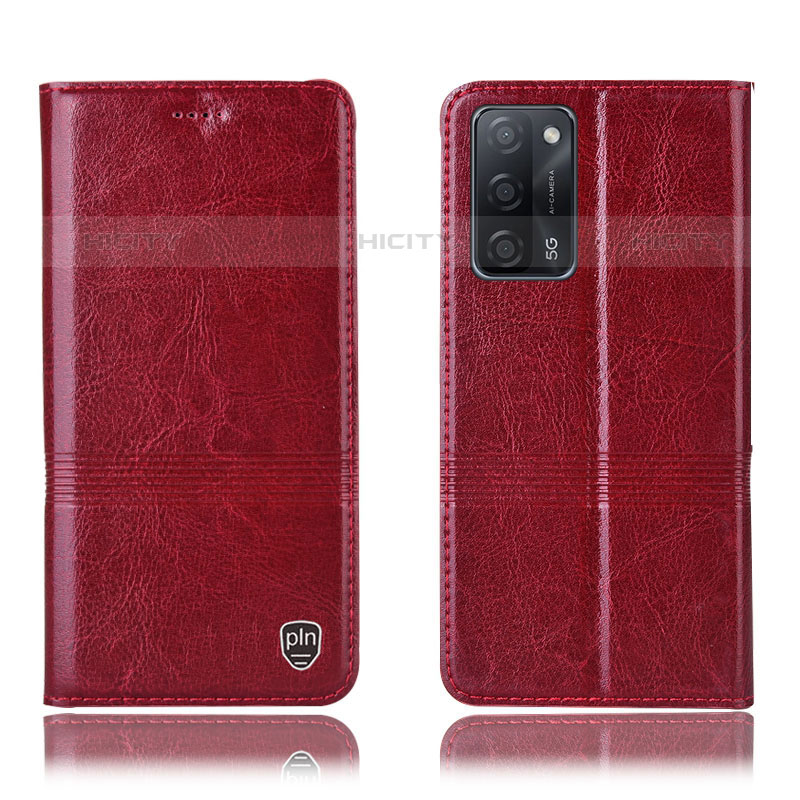 Funda de Cuero Cartera con Soporte Carcasa H05P para Oppo A53s 5G Rojo