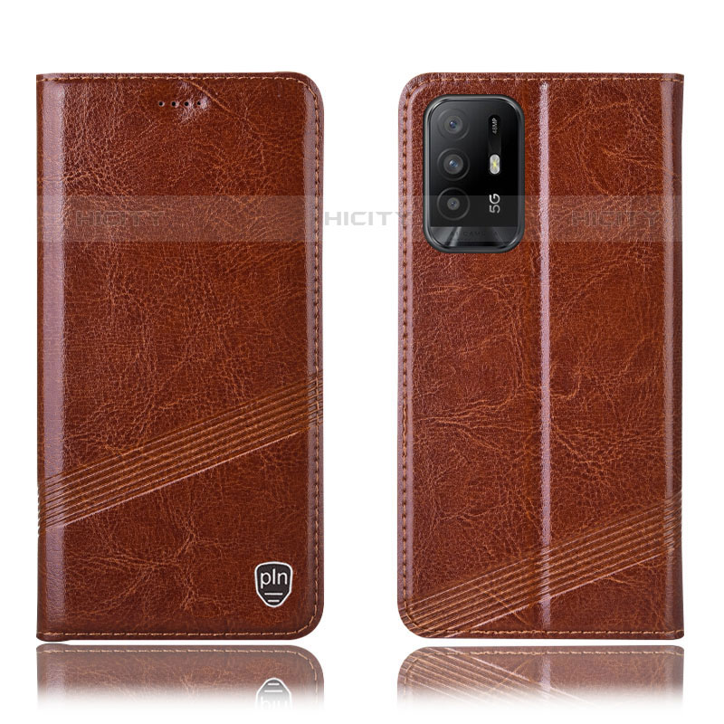 Funda de Cuero Cartera con Soporte Carcasa H05P para Oppo F19 Pro+ Plus 5G Marron Claro