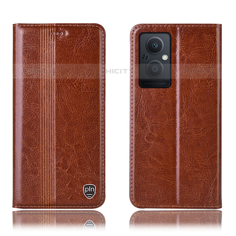 Funda de Cuero Cartera con Soporte Carcasa H05P para Oppo F21s Pro 5G Marron Claro