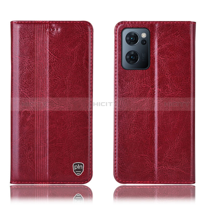 Funda de Cuero Cartera con Soporte Carcasa H05P para Oppo Find X5 Lite 5G Rojo