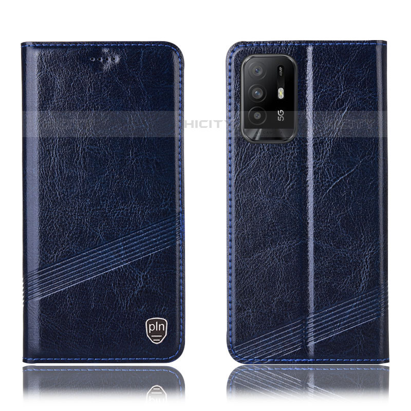 Funda de Cuero Cartera con Soporte Carcasa H05P para Oppo Reno5 Z 5G Azul