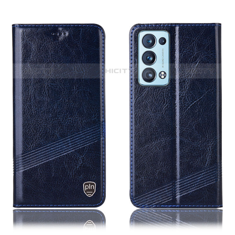 Funda de Cuero Cartera con Soporte Carcasa H05P para Oppo Reno6 Pro 5G Azul