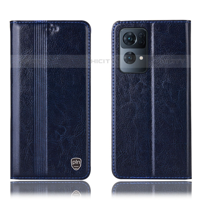 Funda de Cuero Cartera con Soporte Carcasa H05P para Oppo Reno7 Pro 5G Azul