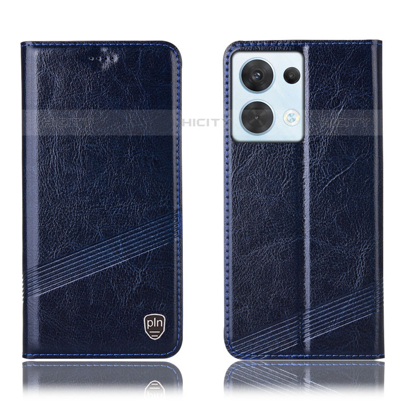 Funda de Cuero Cartera con Soporte Carcasa H05P para Oppo Reno8 5G Azul