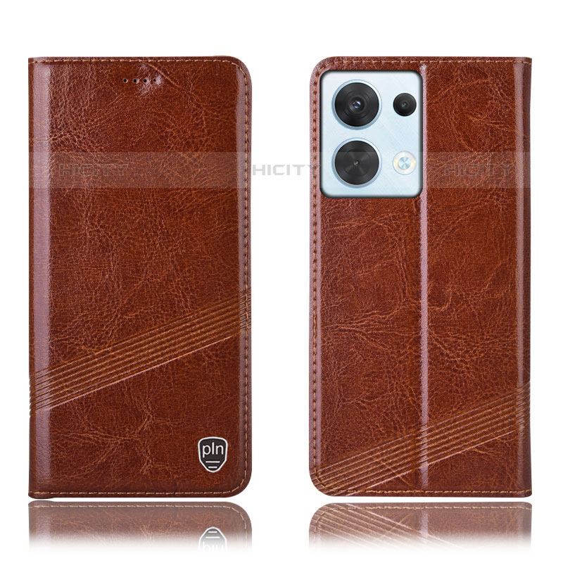 Funda de Cuero Cartera con Soporte Carcasa H05P para Oppo Reno9 5G Marron Claro