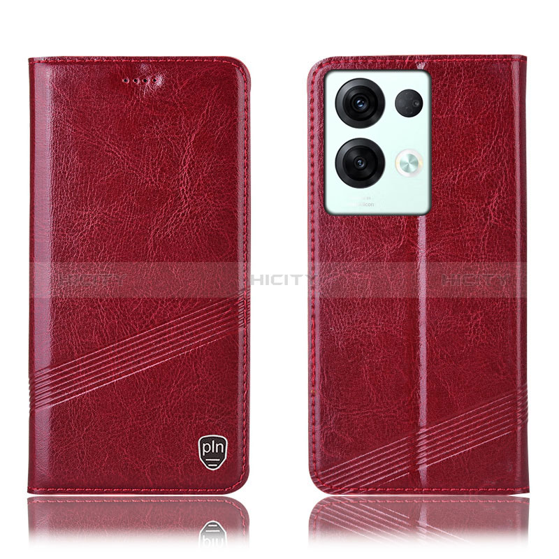 Funda de Cuero Cartera con Soporte Carcasa H05P para Oppo Reno9 Pro+ Plus 5G Rojo