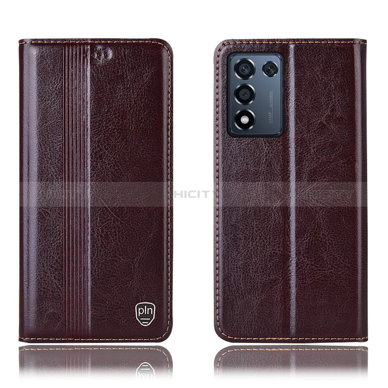 Funda de Cuero Cartera con Soporte Carcasa H05P para Realme 9 SE 5G Marron